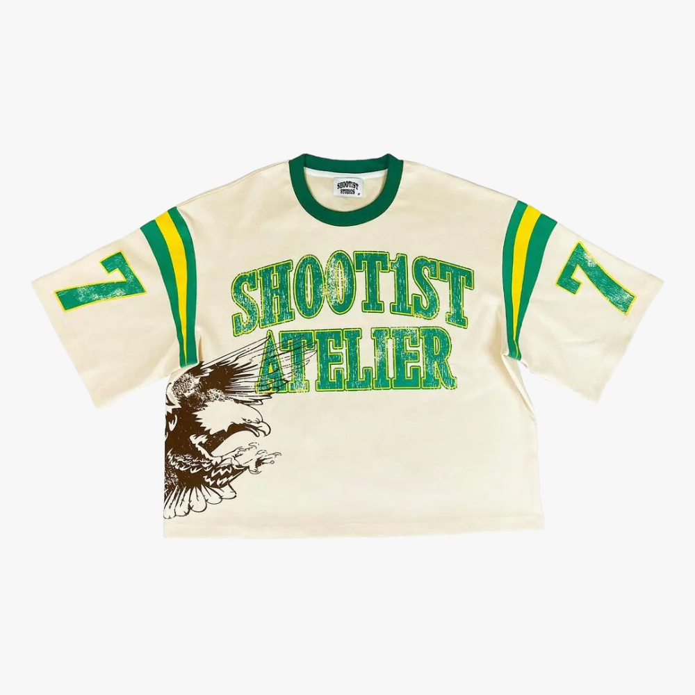 SHOOTER JERSEY STYLE TEE - WHITE